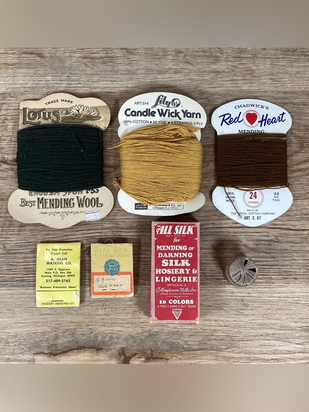 Vintage Mending Thread, Silk, Wool And Cotton